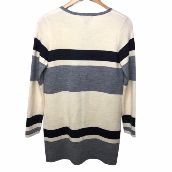 Adrienne Vittadini Open Front Striped Cardigan Size Small Gray Coatigan - Picture 5 of 9